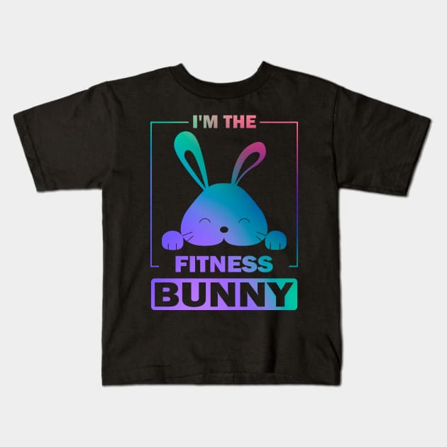 Funny Painted Bunny, I'm The Fitness Bunny Happy Easter Day Kids T-Shirt by Art master